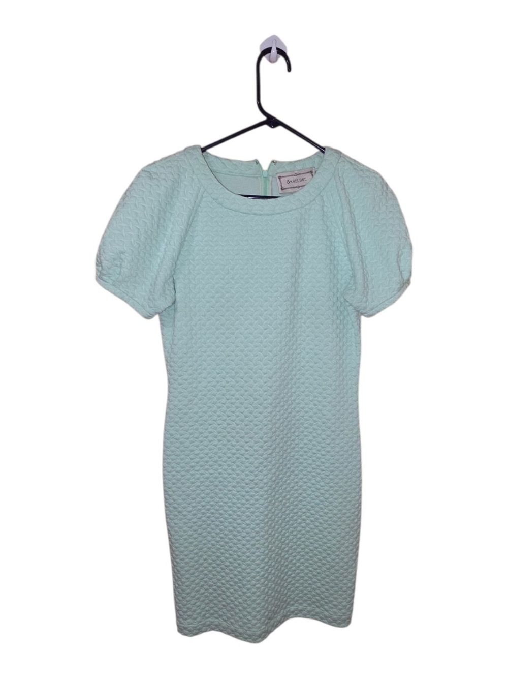 Annelore NYC Mint Textured Sheath Dress Puff Sleeve Designer Size Unknown